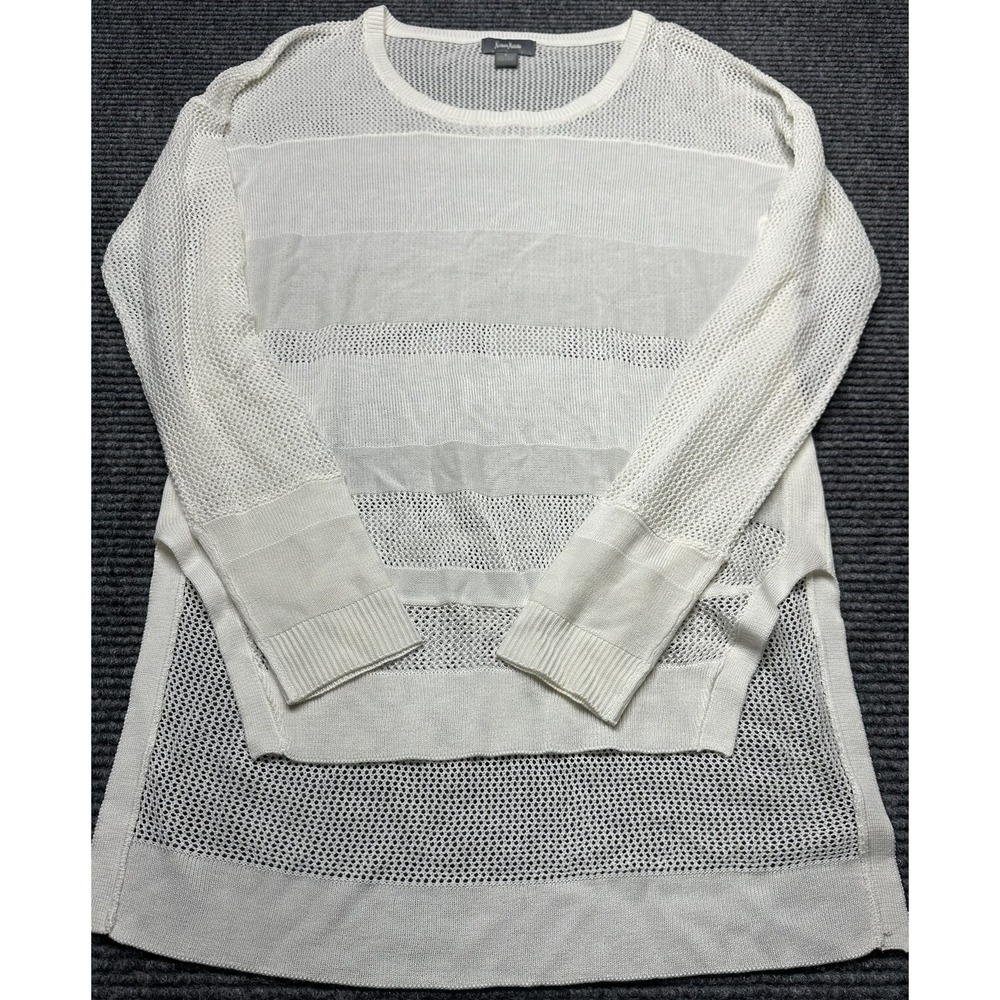 Neiman Marcus Sweater Womens Small Sheer‎ Mesh Knit Pullover Long Sleeve Acrylic